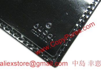 GUCCI　グッチ　財布　メンズ　長札　札入れ　Gスクリプト　ブリリアント　エナメルカーフ　ブラック　203599